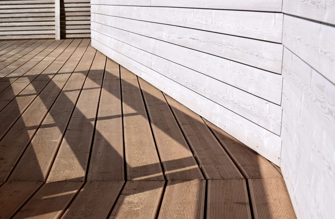 an outside patio wooden deck