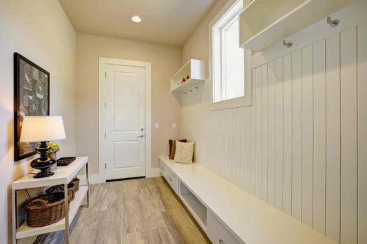 A foyer in a home with a picture window and beige paint at Red Star Paint near Montclair, New Jersey